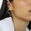Geometric cube earrings made of thin pipes in 22k gold plated